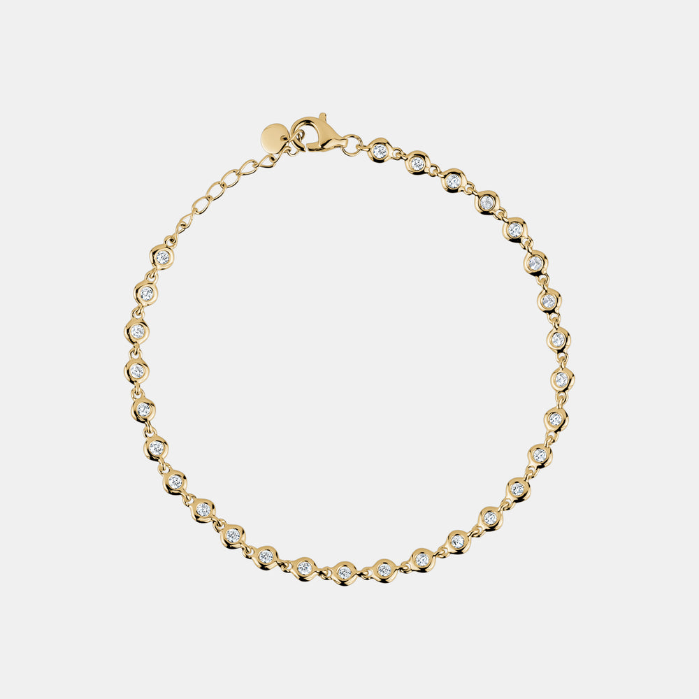 Round Bezel Set Diamond Bracelet - 14K Yellow Gold