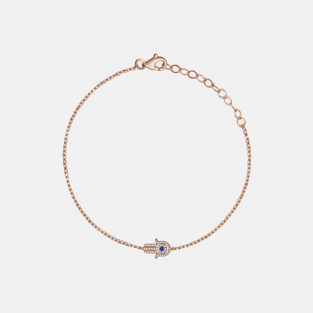 Bracelet Hamsa en Diamants avec Saphir Bleu 