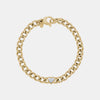 Bracelet à maillons cubains avec diamants en forme de coeur