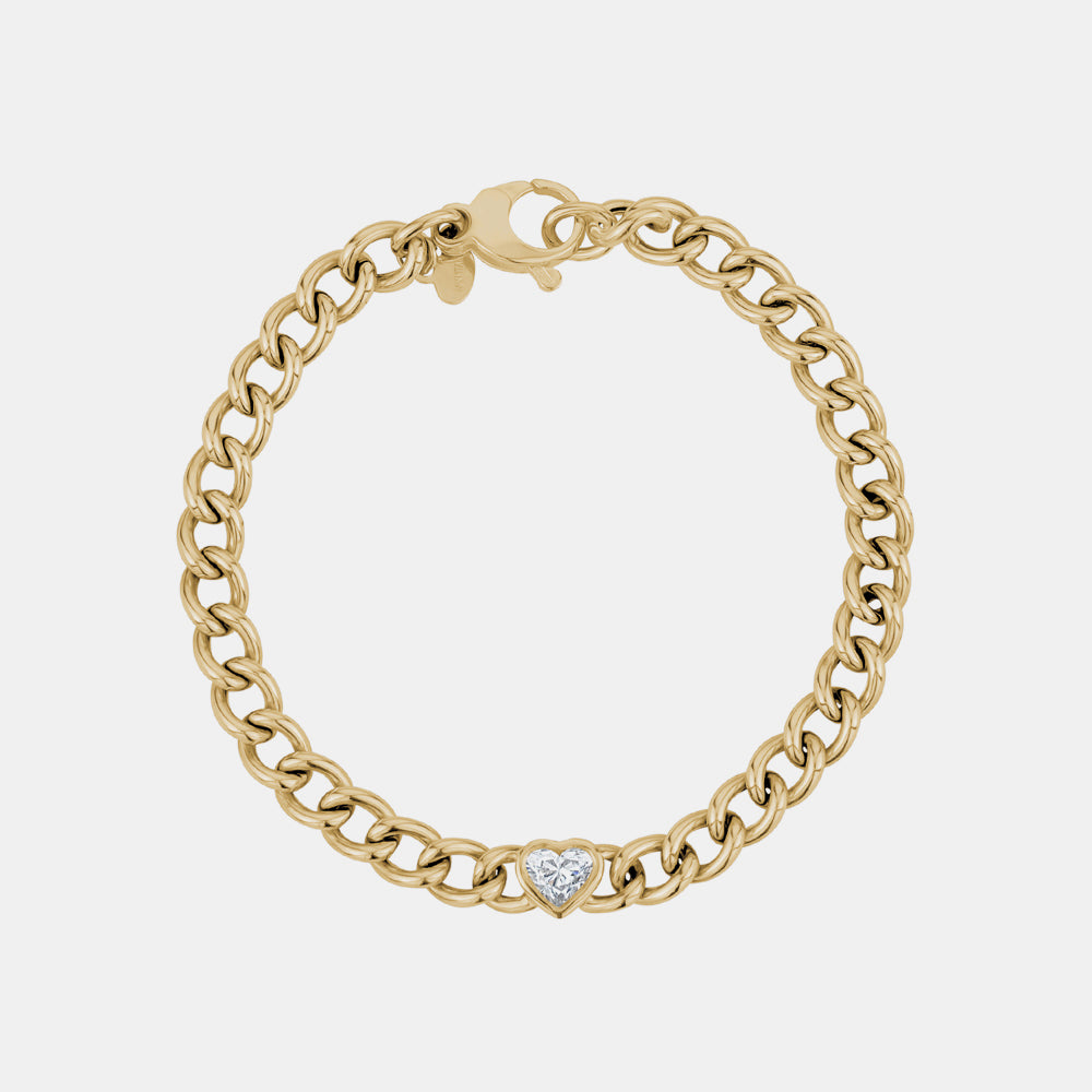 Heart Shaped Diamond Cuban Link Bracelet