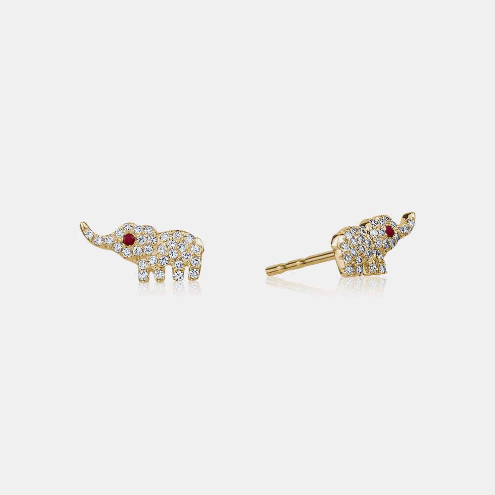 Diamond Elephant Studs