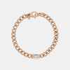 Bracelet à maillons cubains en diamant taillé en émeraude