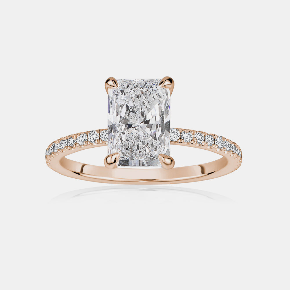 Radiant Cut Engagement Ring with Pavé Band