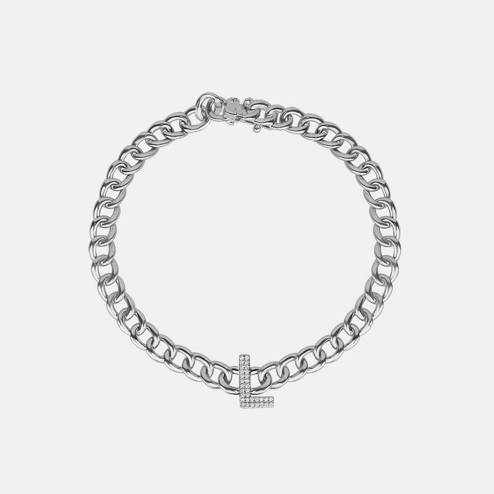 Mini Diamond Initial Link Bracelet