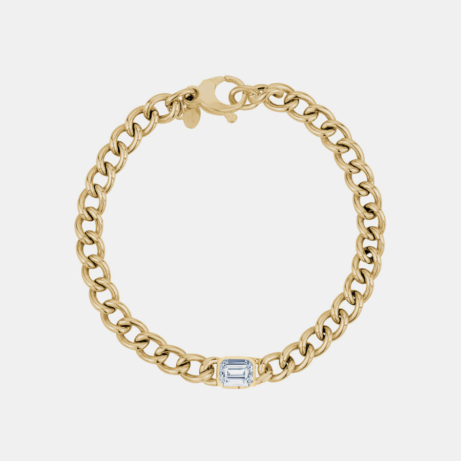 Bracelet à maillons cubains en diamant taillé en émeraude