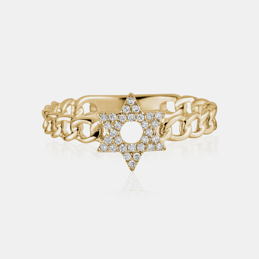 Bague à maillons étoile de David en diamant