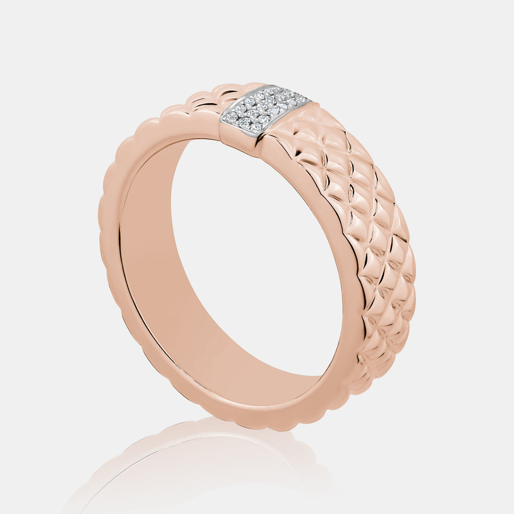 Diamond Quilted Ring - 14K Rose Gold
