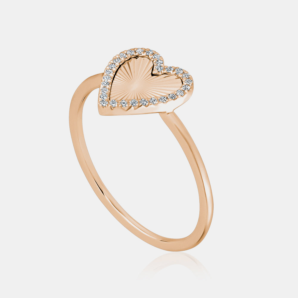 Diamond Fluted Heart Ring