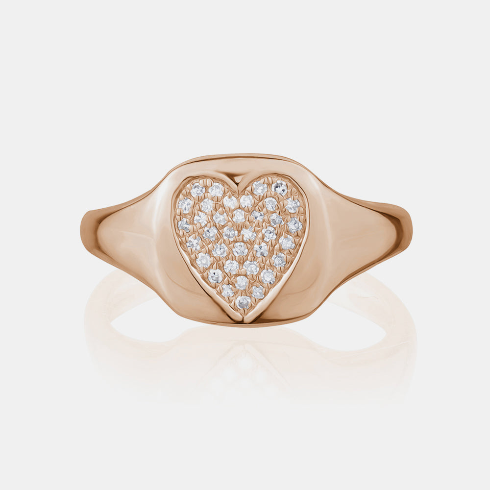 Diamond Heart Signet Ring