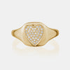 Bague de signet à cœur de diamant