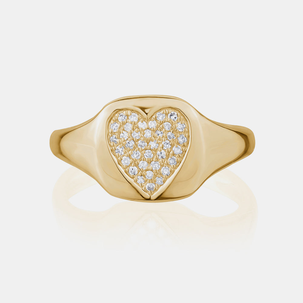 Diamond Heart Signet Ring