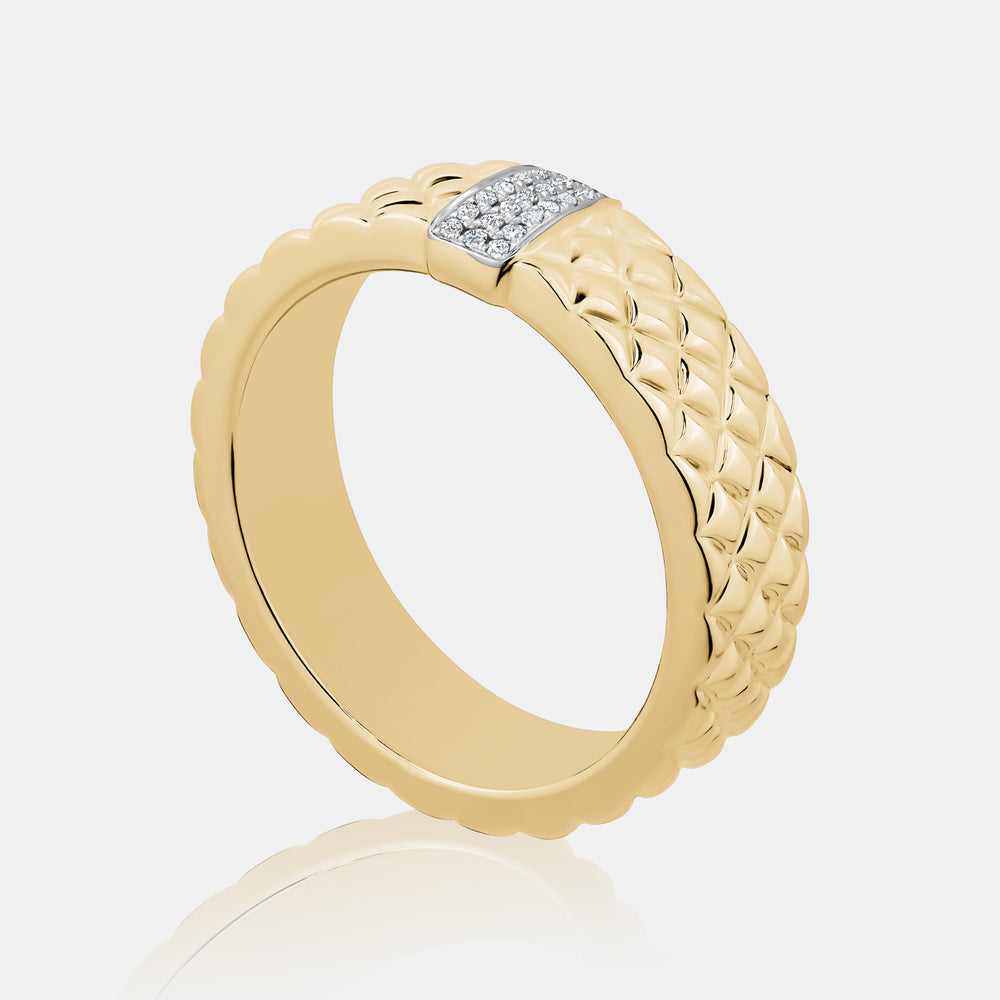Diamond Quilted Ring - 14K Yellow Gold