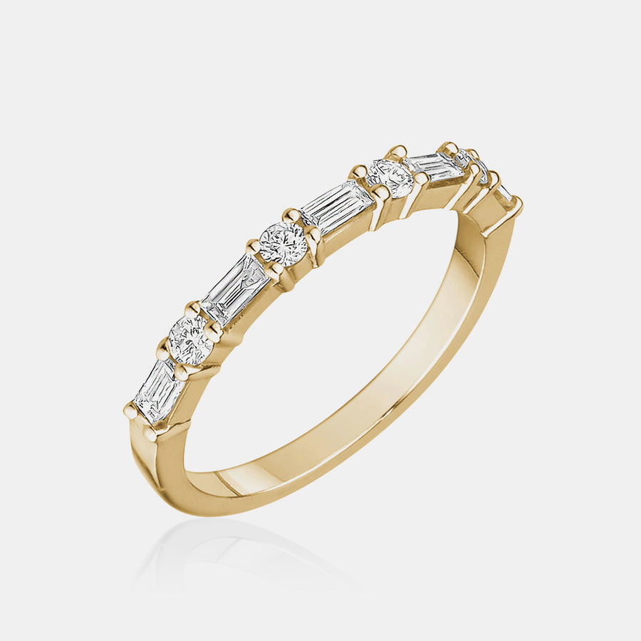 Bague à diamant baguette et rond