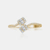 Bague enveloppante à double diamant baguette