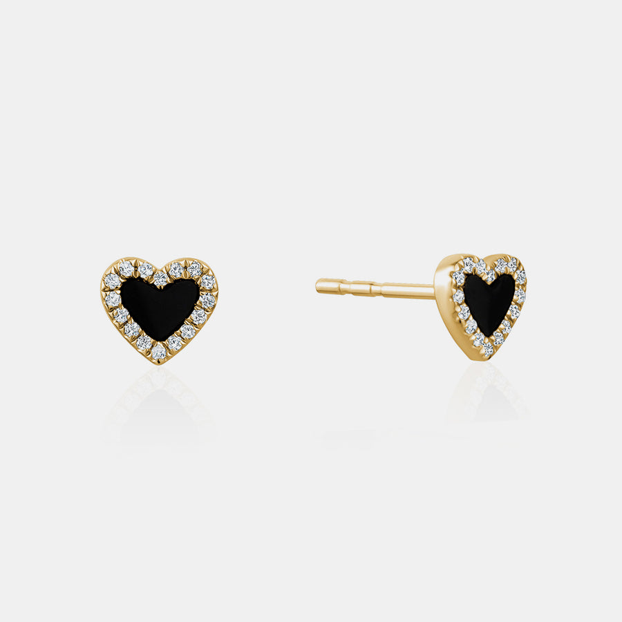 Clous d'oreilles cœur à bordure diamant