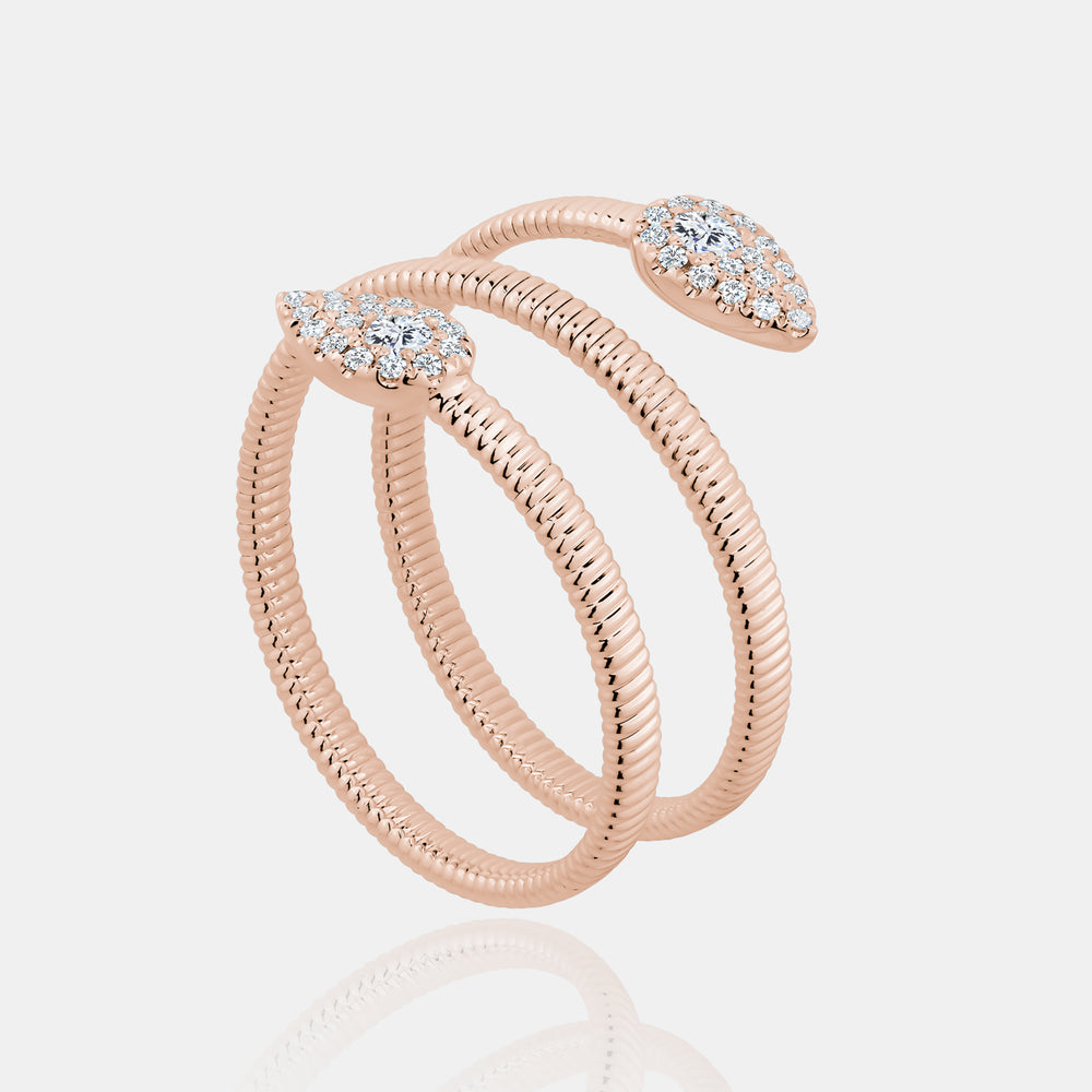 Omega Spiral Pear Diamond Ring - 14K Rose Gold