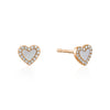 Clous d'oreilles cœur à bordure diamant