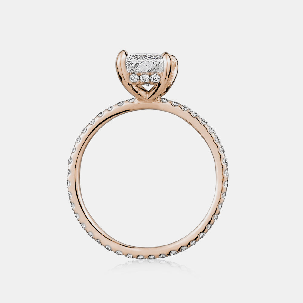 Radiant Cut Engagement Ring with Pavé Band