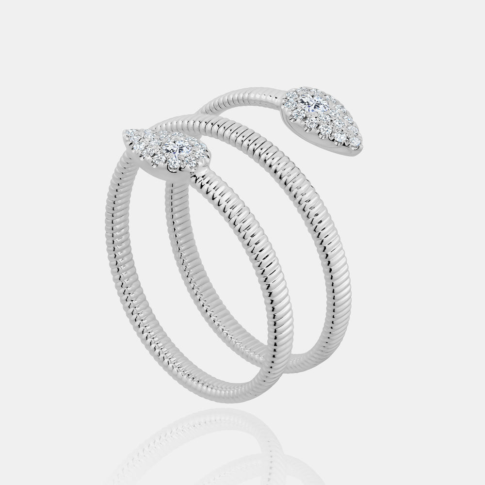 Omega Spiral Pear Diamond Ring - 14K White Gold