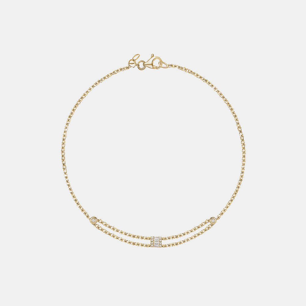 Bracelet à Baguette Unique en Diamant
