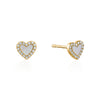 Clous d'oreilles cœur à bordure diamant