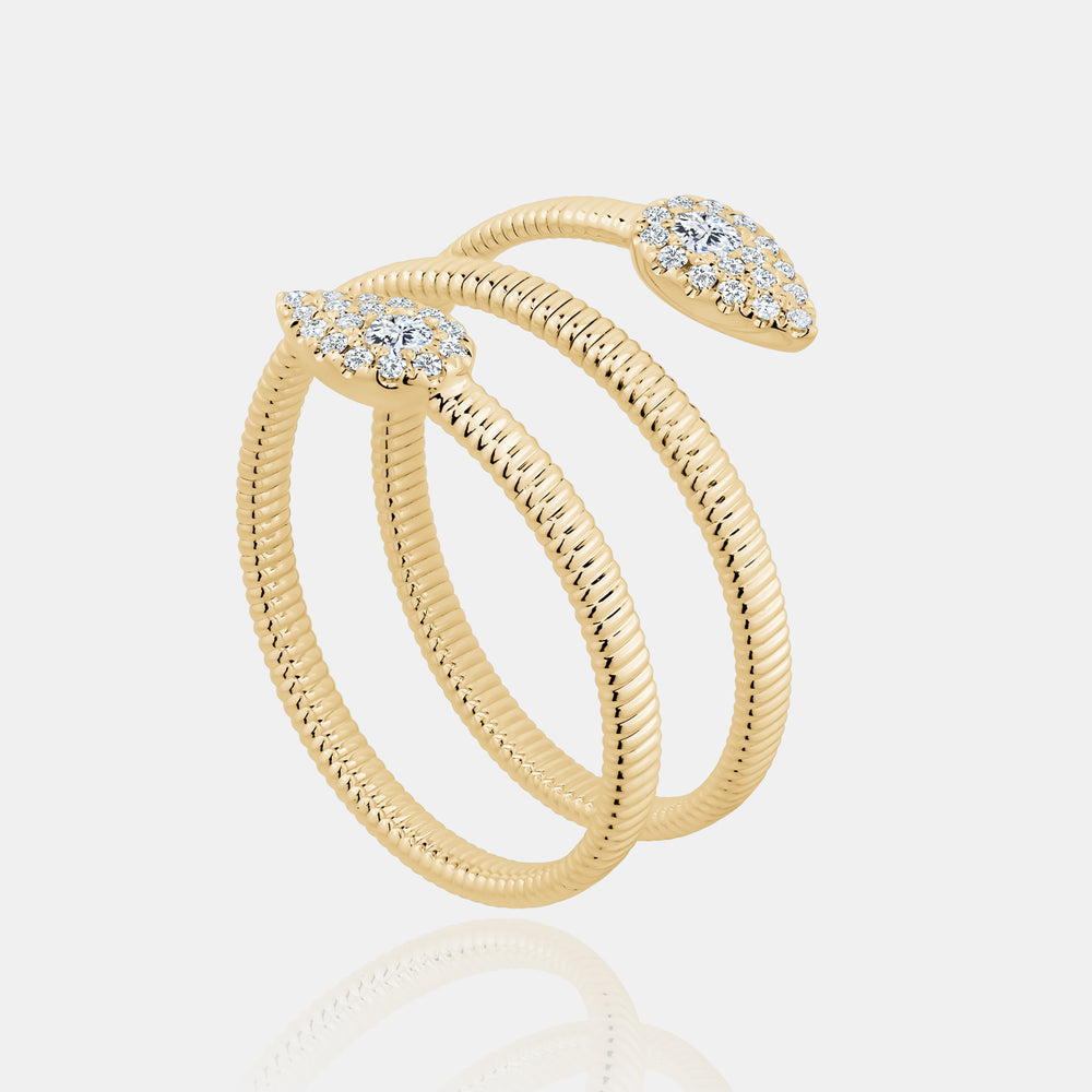 Omega Spiral Pear Diamond Ring - 14K Yellow Gold
