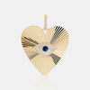 Breloque coeur oeil maléfique cannelé en diamant