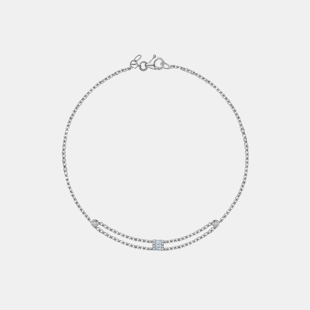  Bracelet à Baguette Unique en Diamant