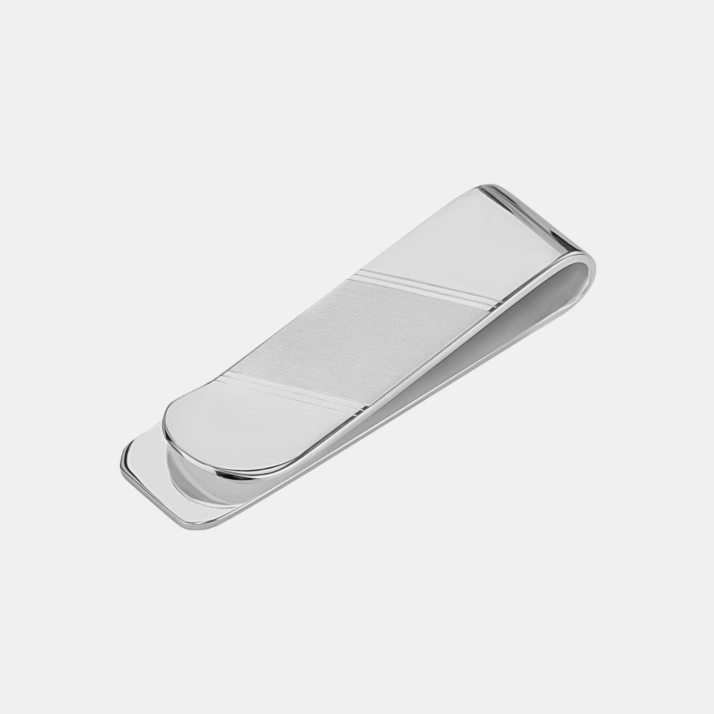 Silver Money Clip with Diagonal Brush Finishing