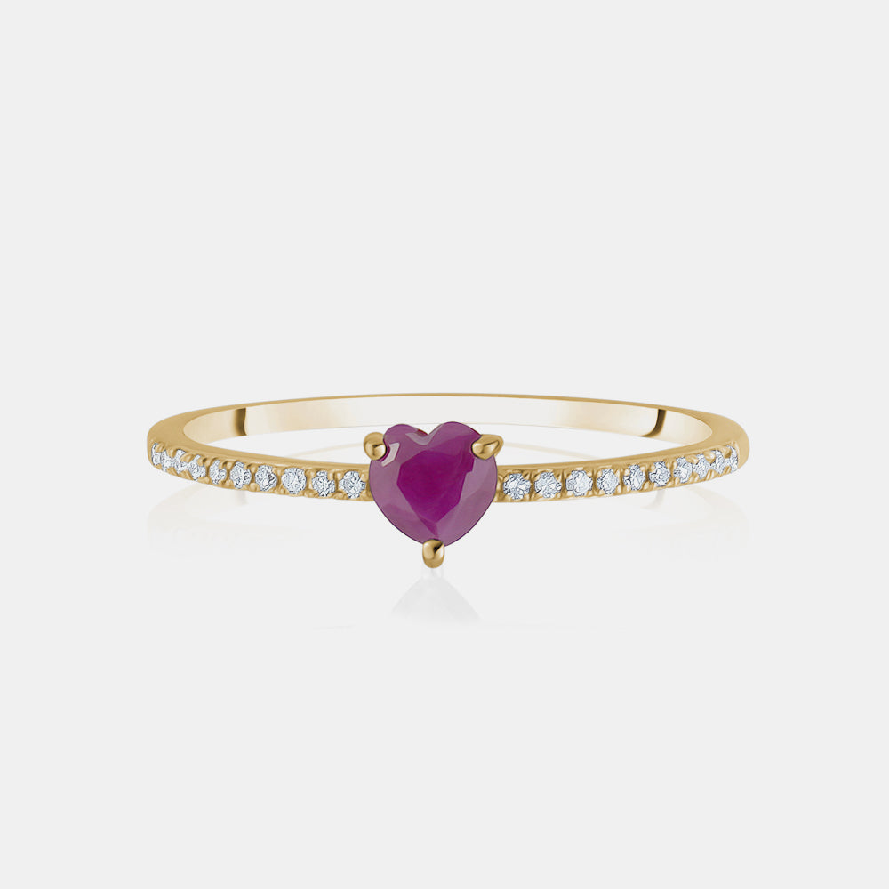 Ruby Heart Pavé Ring