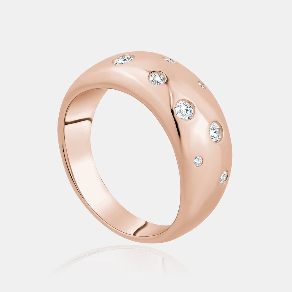 Diamond Inlay Ring - 14K Rose Gold