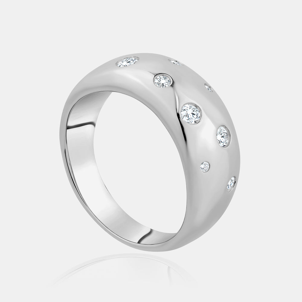 Diamond Inlay Ring - 14K White Gold
