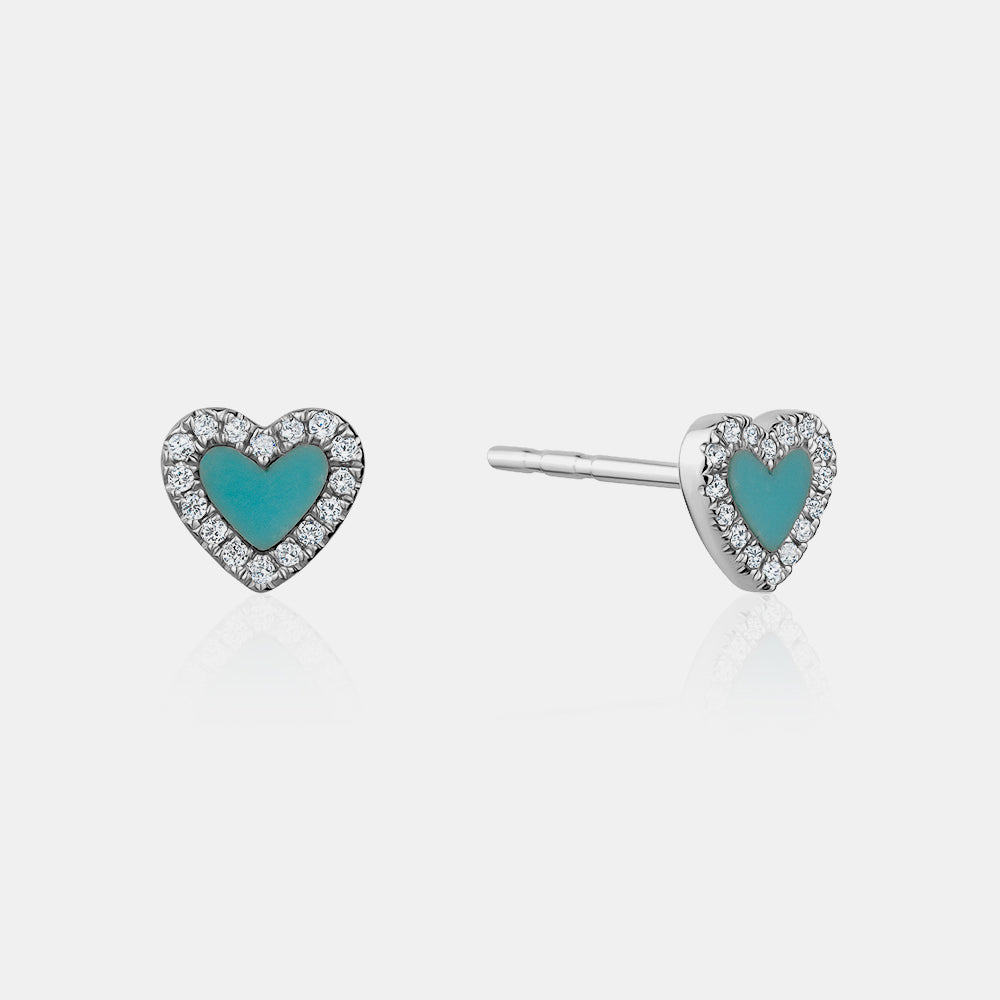 Diamond Border Heart Studs