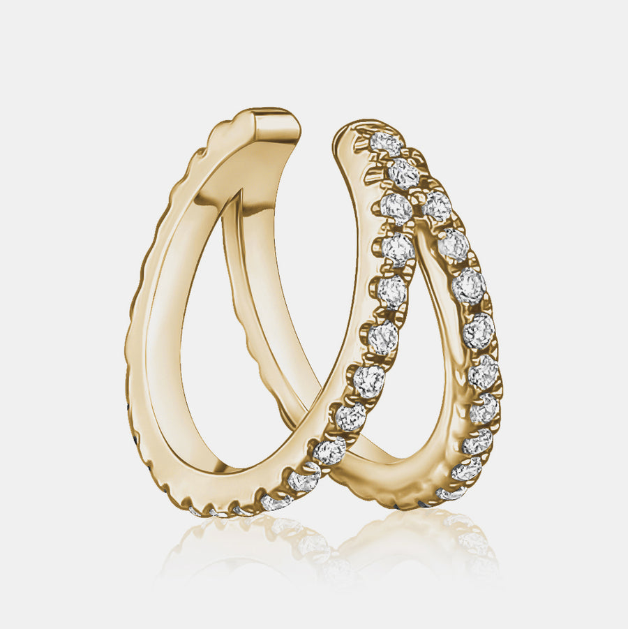 Manchette d'oreille à double rangée de diamants