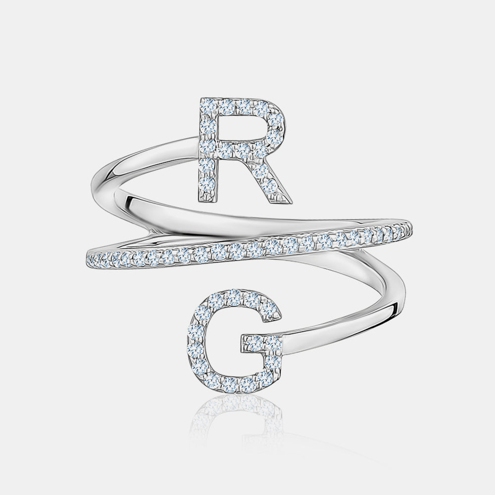 Diamond Double Initial Coil Ring