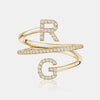 Bague à Double Initiale Bobine en Diamant 
