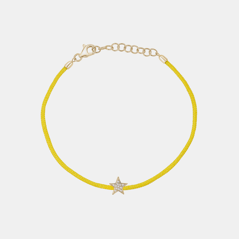 Yellow String with Diamond Star Bracelet