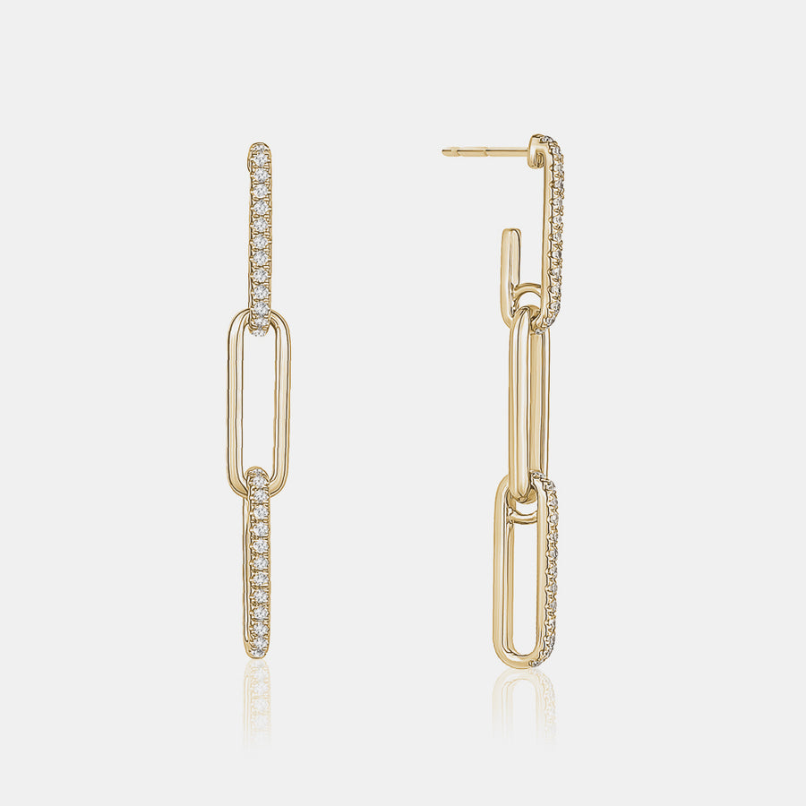 Boucles d'oreilles en forme de trombone en diamant