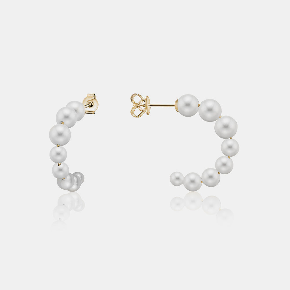 Small Graduated Pearl Hoops