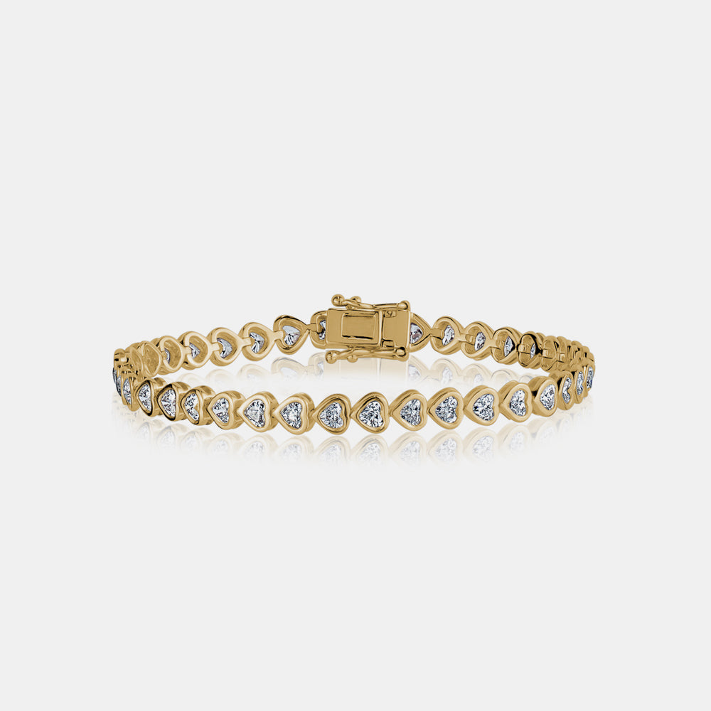 Bezel Set Heart Shape Diamond Tennis Bracelet