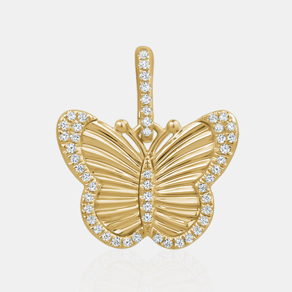 Fluted Diamond Butterfly Charm