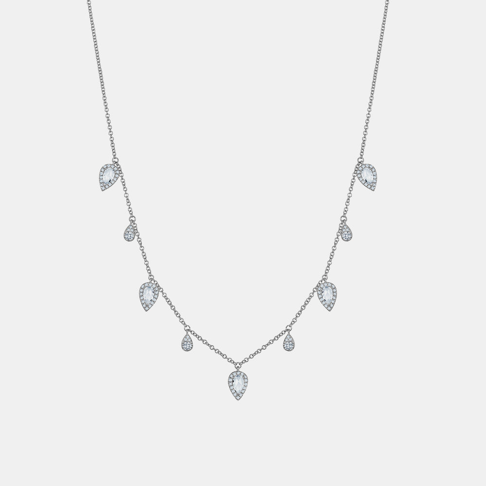 Diamond & White Topaz Teardrop Necklace