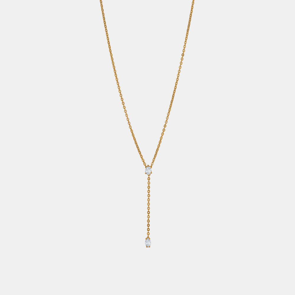 Diamond Pear and Oval Lariat Necklace