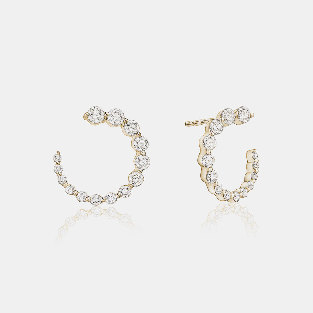 Graduated Diamond Semi Circle Earrings