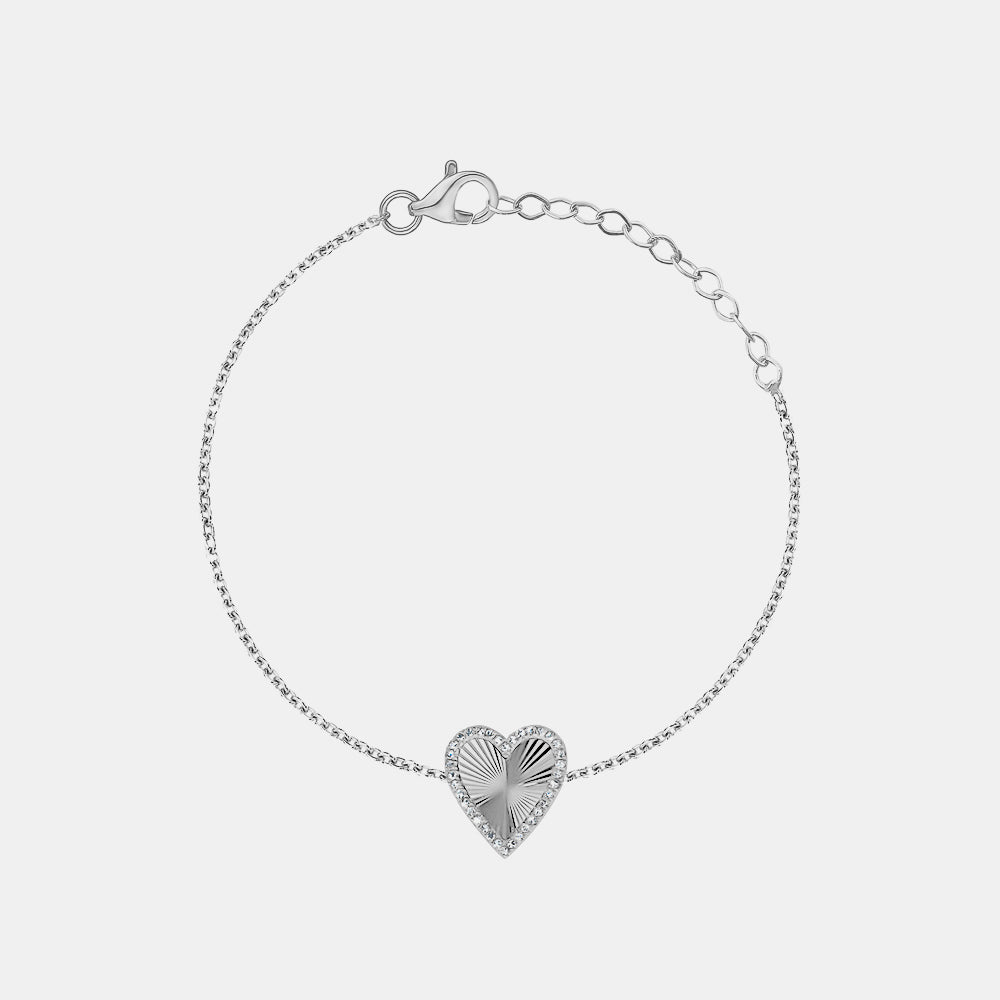 Diamond Fluted Heart Bracelet