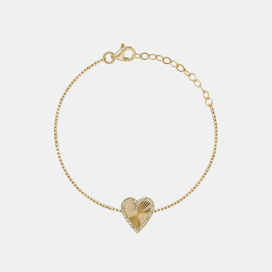 Bracelet cœur cannelé en diamant