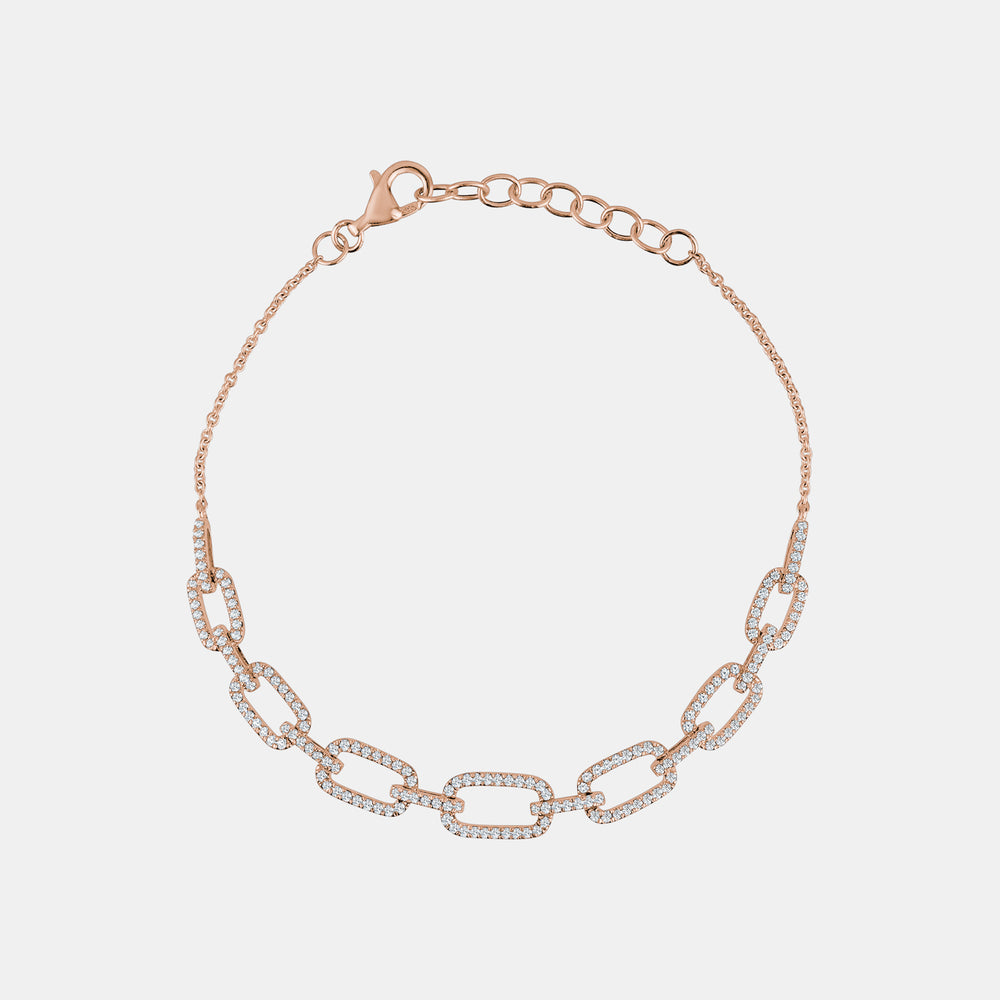 Diamond Chain Link Bracelet - 14K Rose Gold