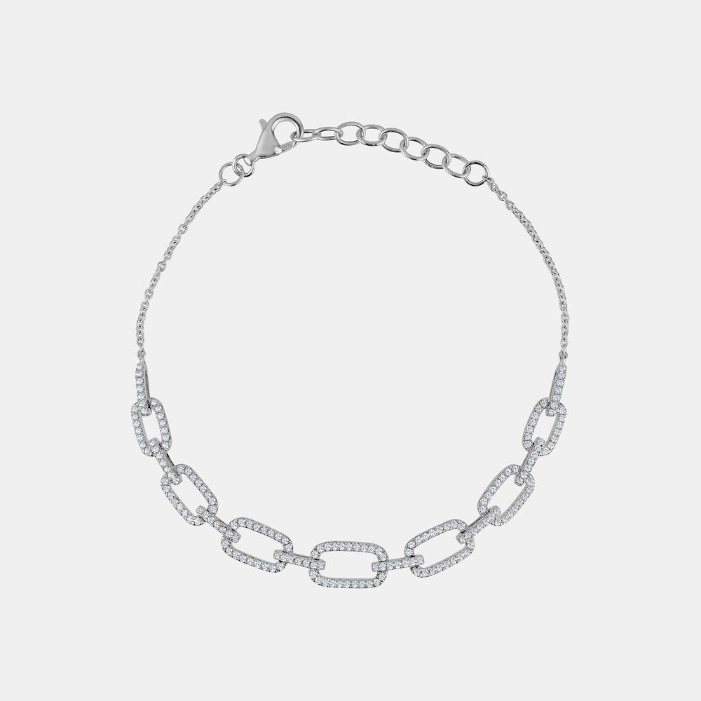 Diamond Chain Link Bracelet - 14K White Gold