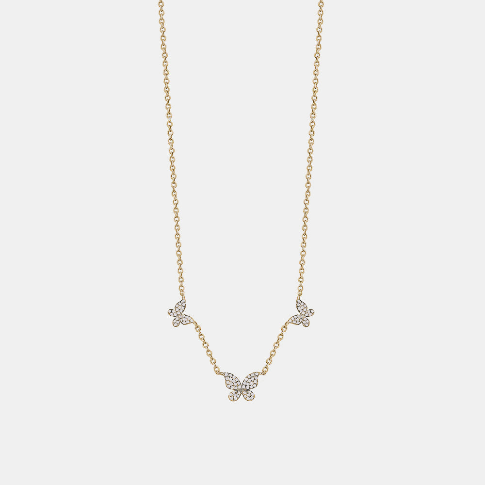 Triple Diamond Butterfly Necklace