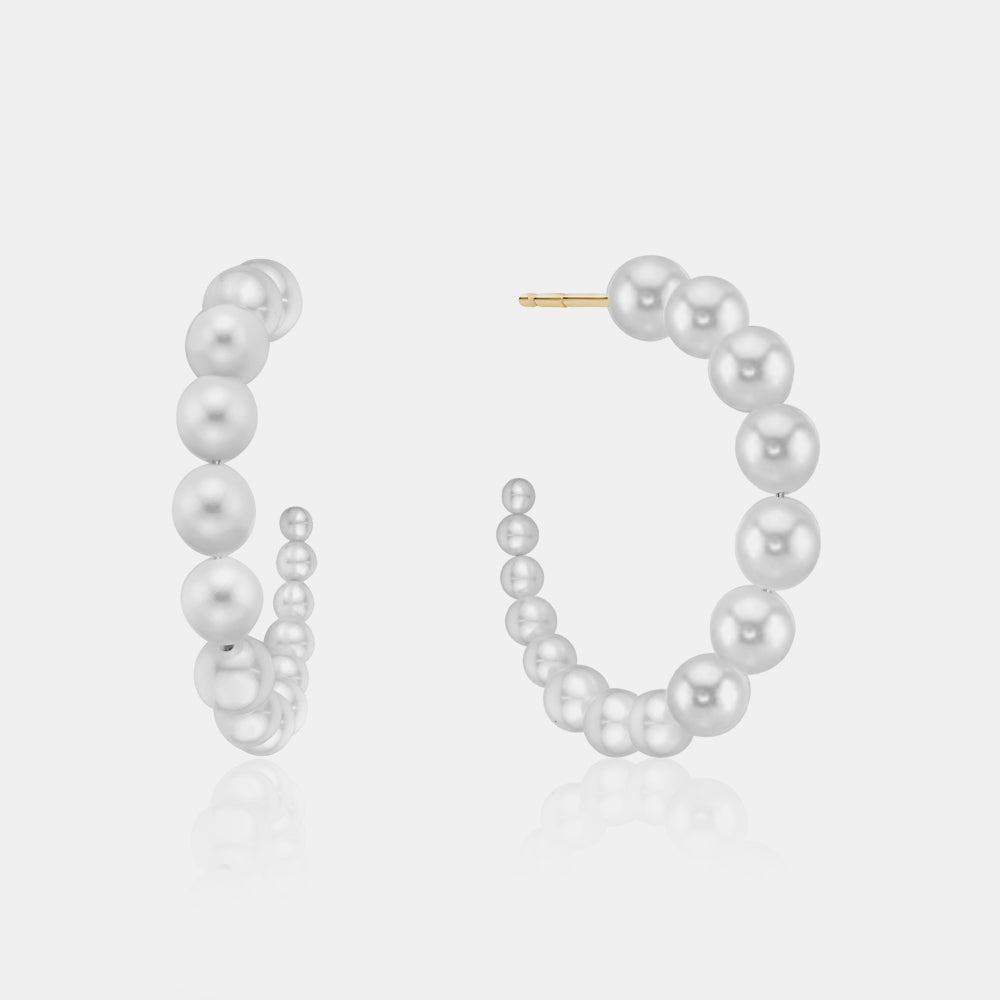 Graduated Pearl Hoops